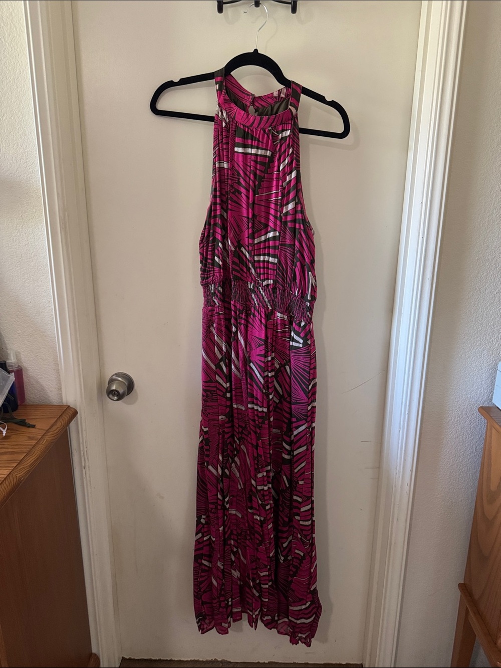 Maeve Pink & Black Printed Halter Maxi Dress